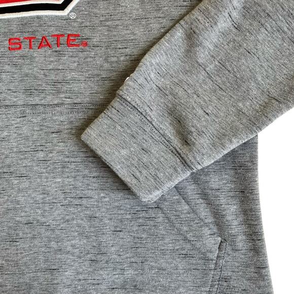 Champion Mens Sz M NC State Wolfpack Sweatshirt Hoodie Heathered Grey Red Logo - Picture 6 of 16
